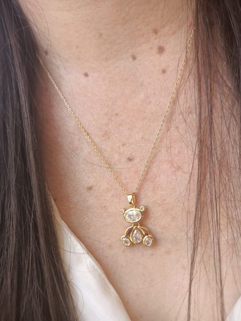 Colgante Oso Punto de luz Zirconio chapado en Oro 18kl-6