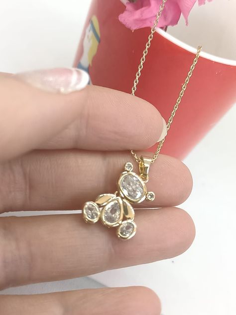 Colgante Oso Punto de luz Zirconio chapado en Oro 18kl-1