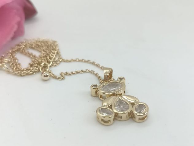 Colgante Oso Punto de luz Zirconio chapado en Oro 18kl-2