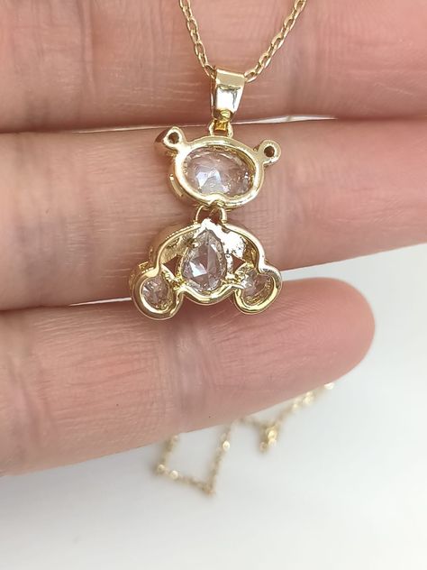 Colgante Oso Punto de luz Zirconio chapado en Oro 18kl-4
