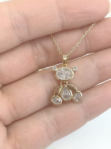 Colgante Oso Punto de luz Zirconio chapado en Oro 18kl-3