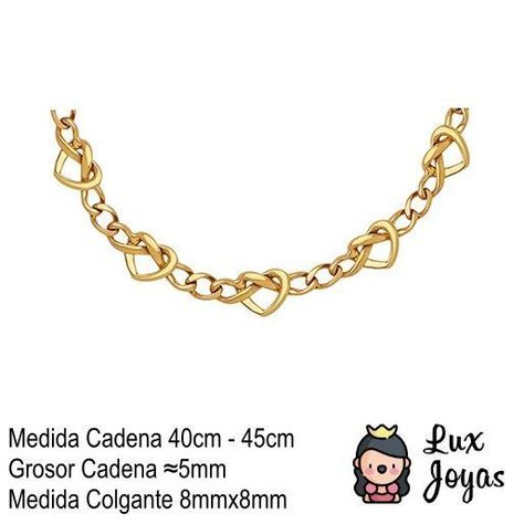 Collar Baño Oro Amarillo 18 Kilates Corazón Grumet-4