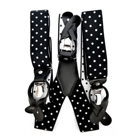 Suspensor hombre elastico negro lunares blancos-0