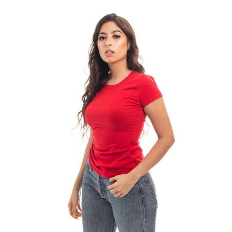 POLERA MUJER CUELLO REDONDO MANGA CORTA ROJA-1