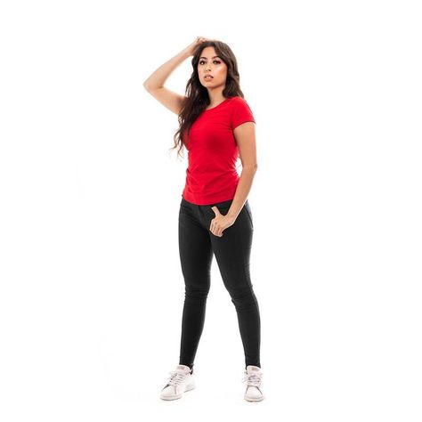 POLERA MUJER CUELLO REDONDO MANGA CORTA ROJA-0