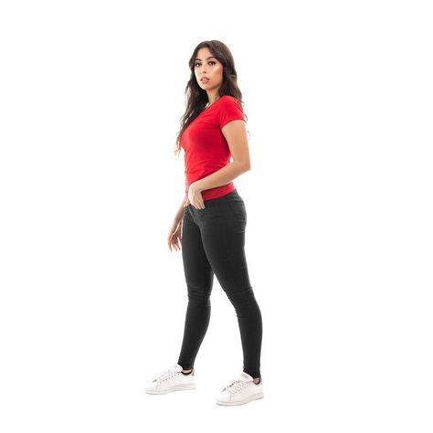 POLERA MUJER CUELLO REDONDO MANGA CORTA ROJA-2