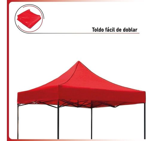 Toldo Plegable 3x3 Carpa Impermeable Protección UV Rojo-6