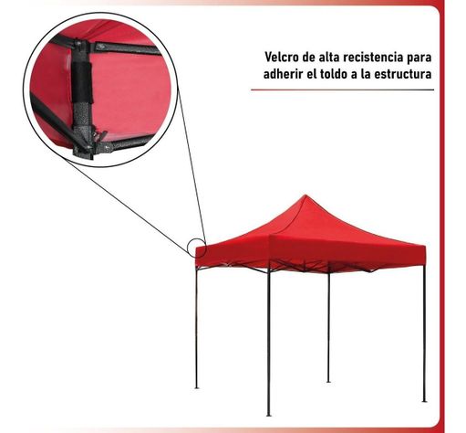 Toldo Plegable 3x3 Carpa Impermeable Protección UV Rojo-2