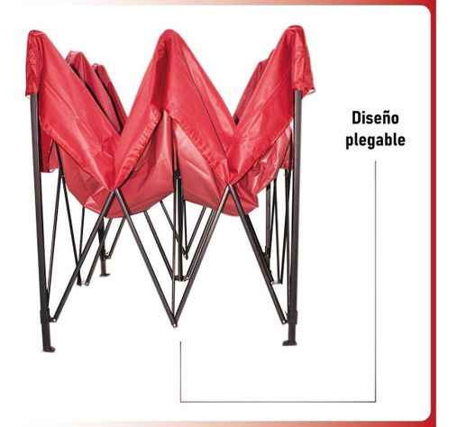Toldo Plegable 3x3 Carpa Impermeable Protección UV Rojo-5