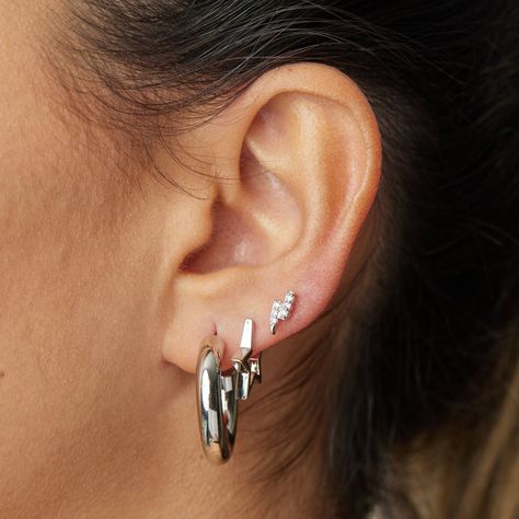 Aros Rayo Circones bañados en oro blanco Hadara Joyas-2