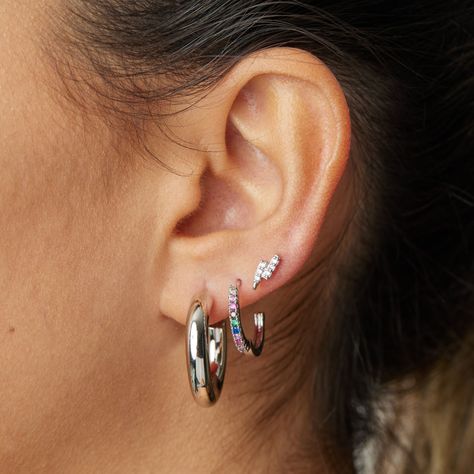 Aros Rayo Circones bañados en oro blanco Hadara Joyas-1