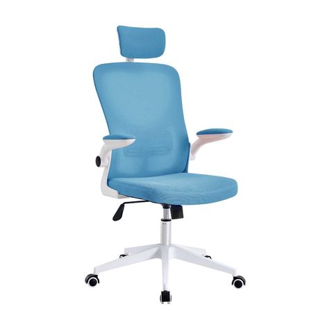 Silla de Oficina con Reposa Brazos y Cabeza Azul-0
