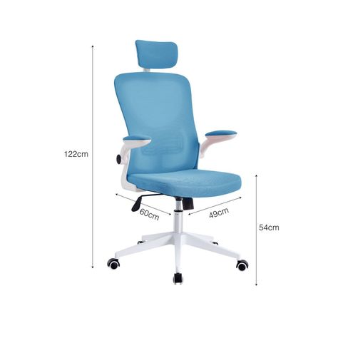 Silla de Oficina con Reposa Brazos y Cabeza Azul-2