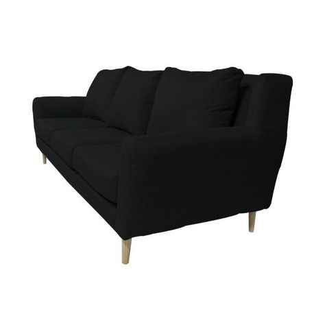 Sofá Lenora Chenille Tipo Lino Negro 3 Cuerpos-1
