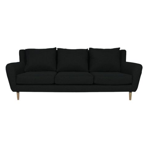 Sofá Lenora Chenille Tipo Lino Negro 3 Cuerpos-0