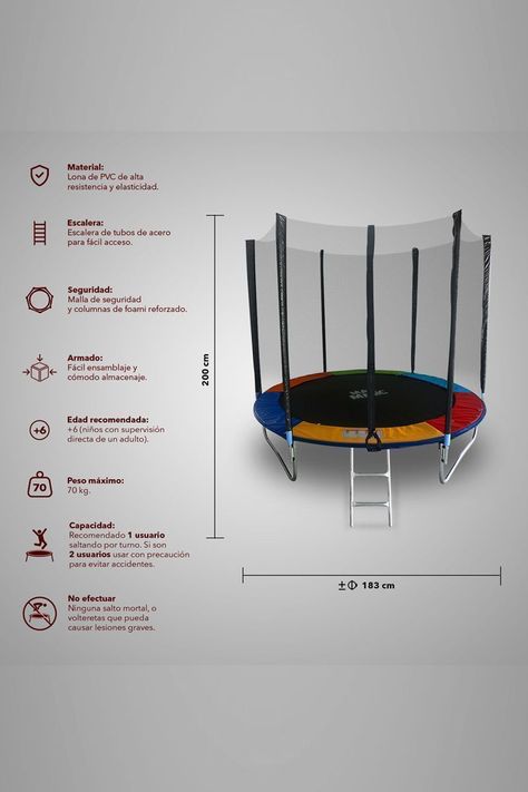 Cama Elástica Trampolín para Niños 6 FT 183 cm-2