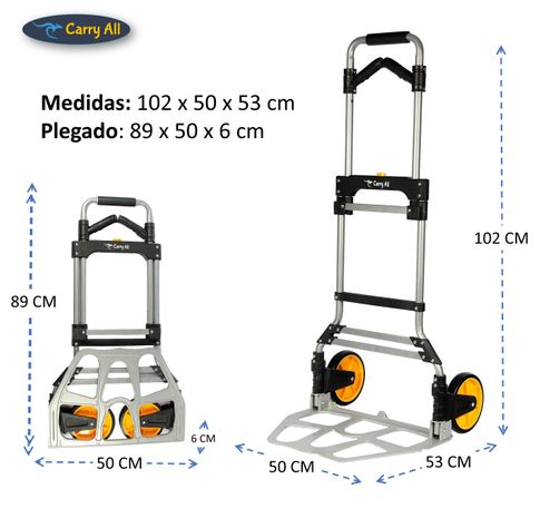 Carro de Carga Plegable Tipo Yegua 150 Kilos Cuerda Rodamientos-2