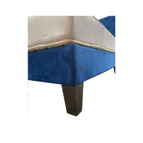 Cama Americana 2P + Colchon de resortes + Respaldo Azul Felpa Pmadera-3