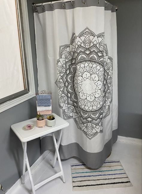 Cortina De Baño Mandala Gris -0