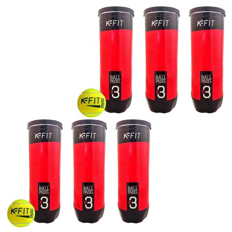 Pack 6 Tarros pelotas padel K-FIT 18 unidades-0