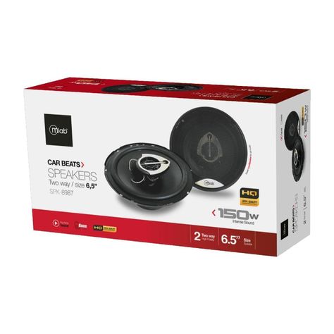Pack 2 Parlantes 6.5" 16cm Para Automovil Negro 8987 Mlab-0