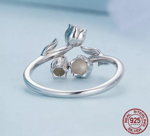 Anillo Flor De Lirio Plata 925 Ajustable-1