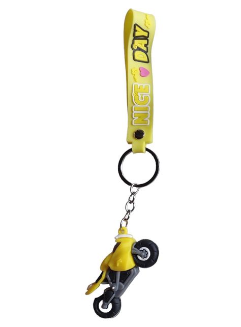 LLAVERO SILICONA DISEÑO MOTO AMARILLA-0