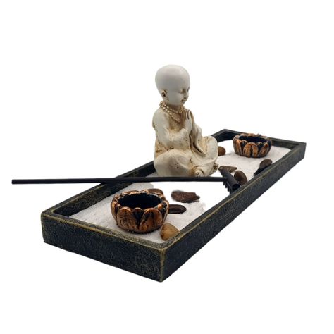 Monje Buda Jardin Budha C/Accesorio 31x12x11cm-2