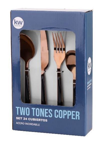 SET CUBERTERIA 24 PIEZAS TWO TONES COPPER-0
