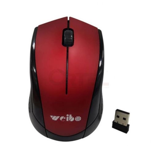 Mouse Inalámbrico Weibo - NEGRO CON ROJO-0