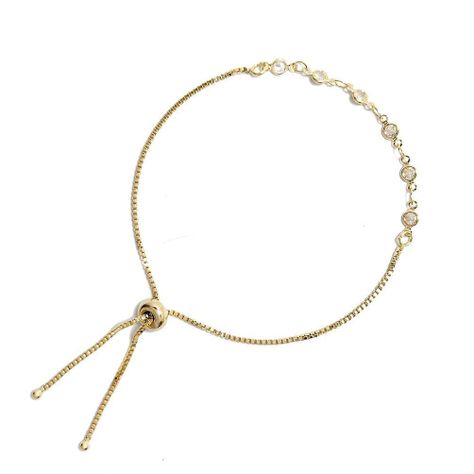 Pulsera 6 Circones Enchapado Oro 18K Ajustable-0