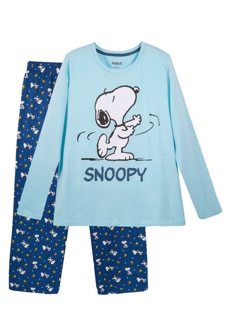 Pijama Mujer Gorro Celeste Snoopy-0