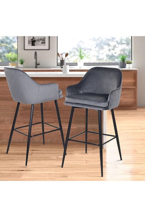 Pack 2 Sillas de Bar Frankfurt Gris-1