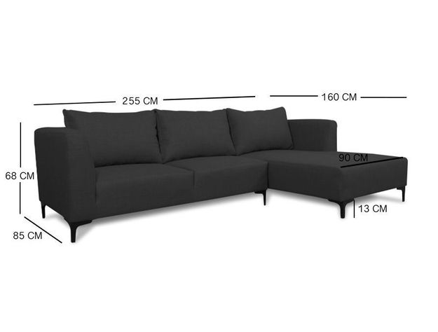 Seccional Suria Chenille Tipo Lino Negro-3