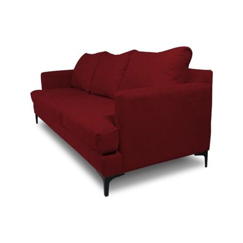 Sofá Aldara Chenille Tipo Lino Rojo 3 Cuerpos-1