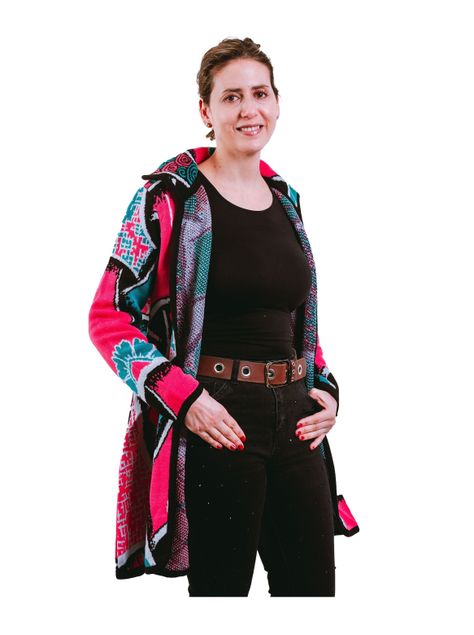 Chaleco Tipo Capa Tejido, Jacquard Tridimensional.-2