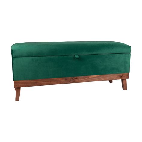 Banqueta con Baúl Incy Verde-Botella Felpa 120x40x50 cm Máxima Design-1