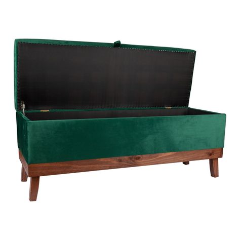 Banqueta con Baúl Incy Verde-Botella Felpa 120x40x50 cm Máxima Design-2