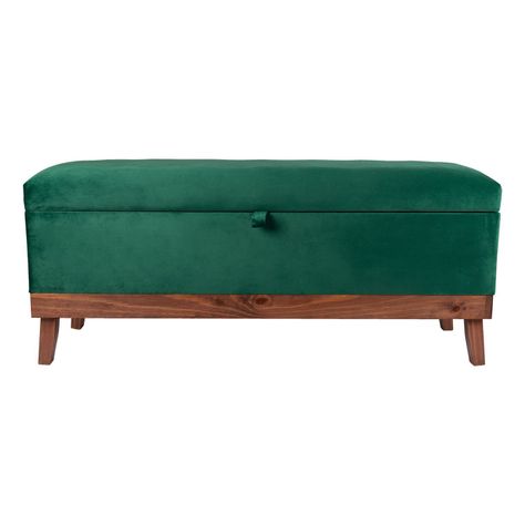Banqueta con Baúl Incy Verde-Botella Felpa 120x40x50 cm Máxima Design-0