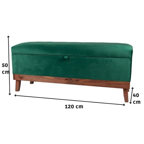 Banqueta con Baúl Incy Verde-Botella Felpa 120x40x50 cm Máxima Design-3