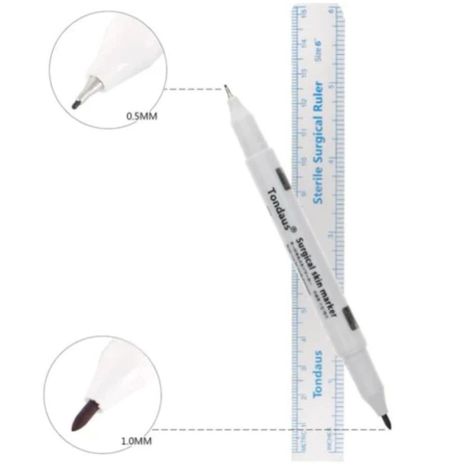 Lápiz Quirúrgico Marcador Estéril Blanco +regla Microblading-1