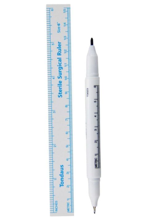Lápiz Quirúrgico Marcador Estéril Blanco +regla Microblading-0