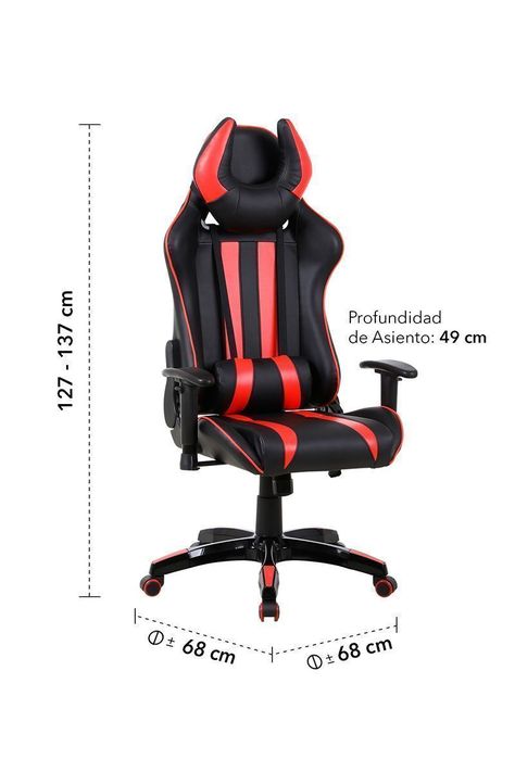 Silla Gamer Racing Reclinable Rojo-2