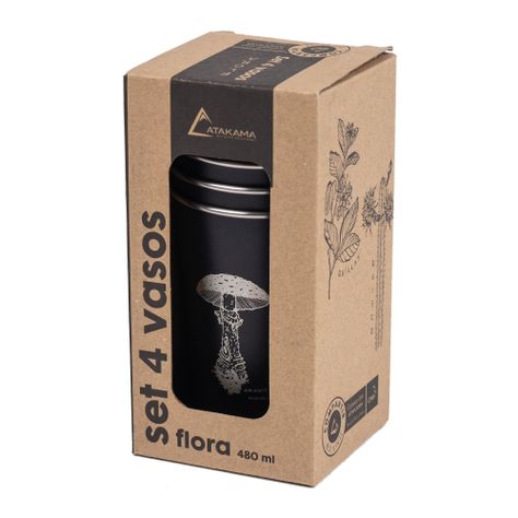 Set 4 Vasos Acero 480 Ml Negro Flora Chilena Atakama Outdoor-3