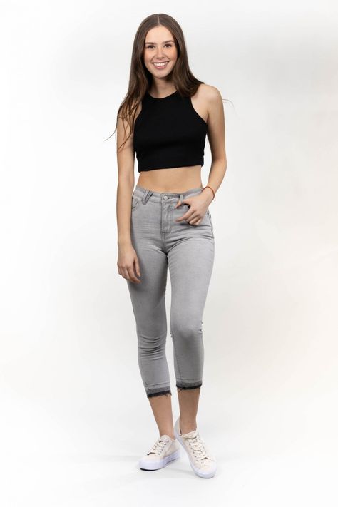 Jeans skinny gris claro Polemic-0