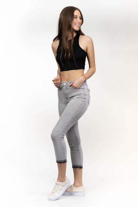 Jeans skinny gris claro Polemic-4