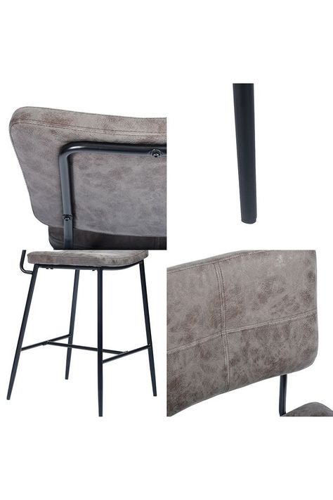 Pack 2 Piso Bar con Espaldar Acolchado Alto Gris-4