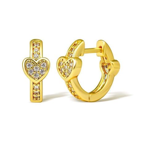 Aros Argollas Hipoalergénico Dorado corazones y circones-0