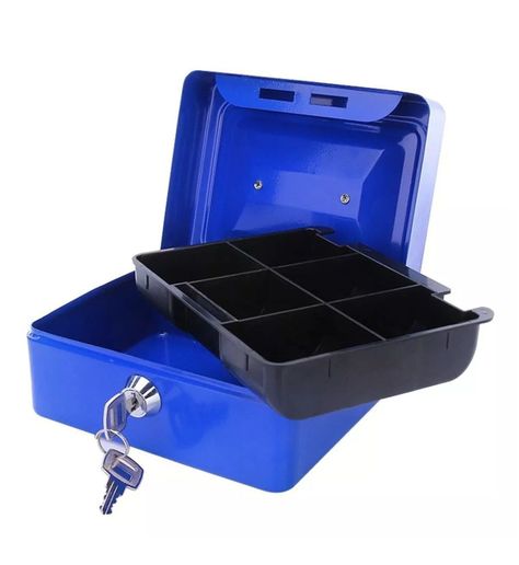Caja De Seguridad Metálica con Llave Azul-3