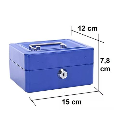 Caja De Seguridad Metálica con Llave Azul-1